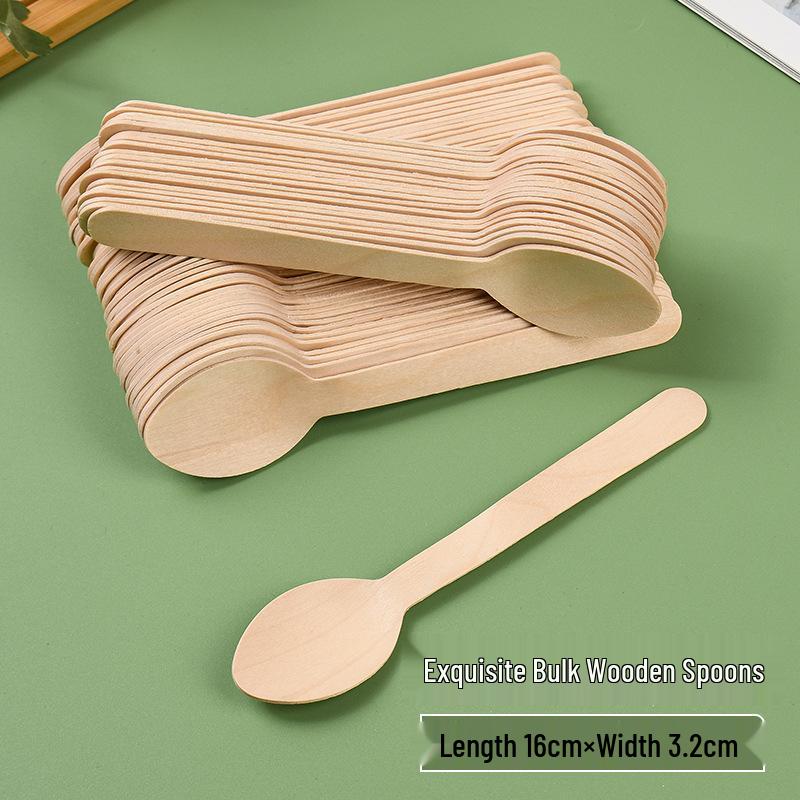 Disposable Wooden Ice Cream Tasting Spoons