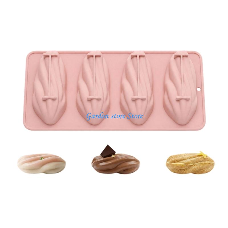 B0KB Heat Resistant Pistachios Cake Pan Molds 4 Cavity Silicone Dessert Mould For Birthday Parties And Cooking Classes