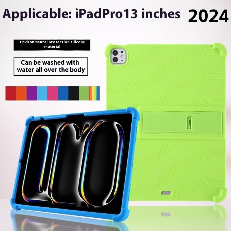 Para iPad Pro 13 (2024)/Ar 13 (2025)/(2024) Capa de Silicone com Suporte Capa Protetora Robusta