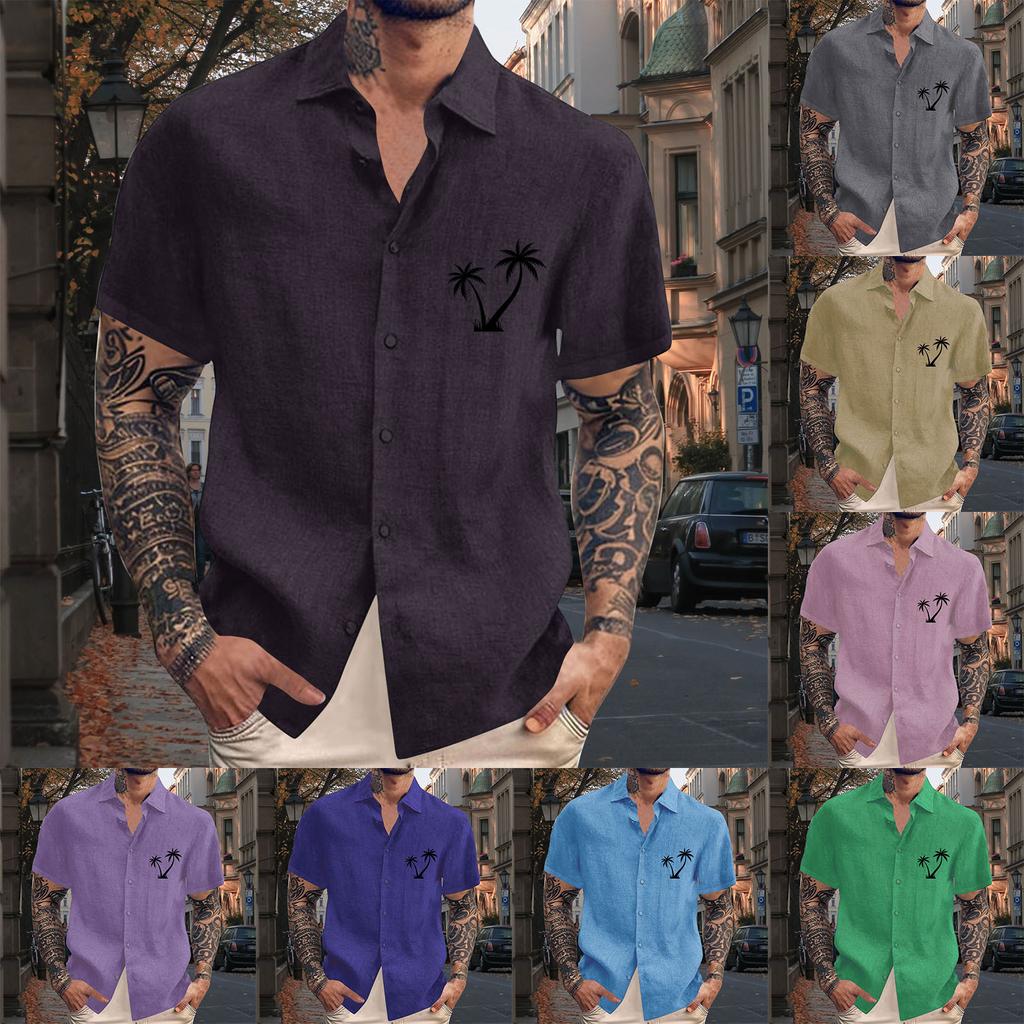 Pánská vintage letní plážová košile s krátkým rukávem na knoflíky na bowling