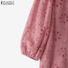 ZANZEA Womens Summer Casual 3/4 Sleeve Hollow Patchwork Embroidery Crochet Blouse