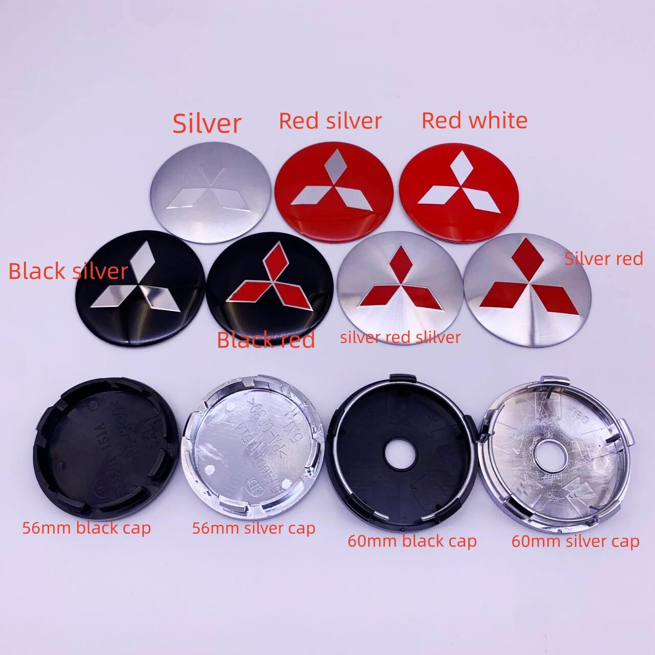 

4PCS For Mitsubishi ASX Ralliart Lancer Cordia Pajero Outlander Eclipse Galant Mirage Car Wheel Hub Center Stickers Decal Emblem Silver&56mm Stickers