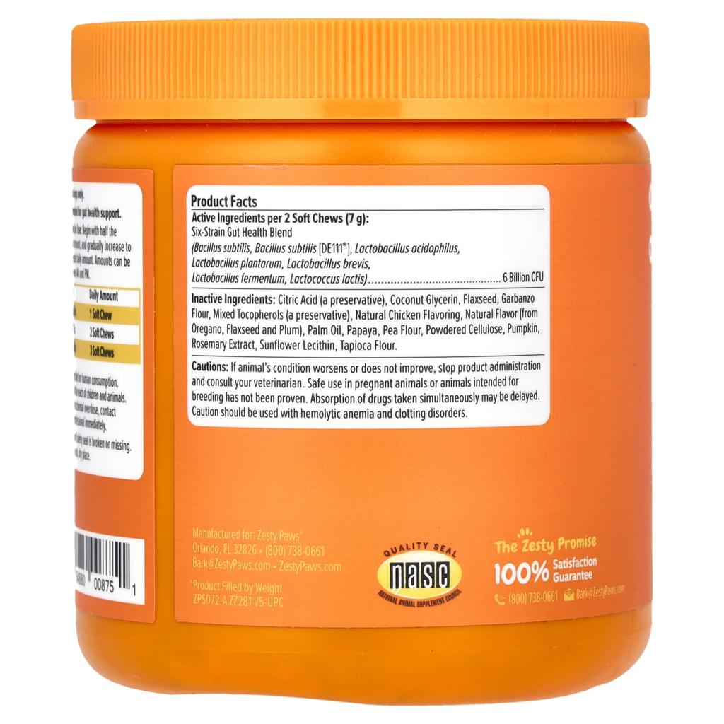 Zesty Paws Probiotic Bites, Dogs, All Ages, Chicken, 90 Soft Chews, 11.1 Oz (315 G)