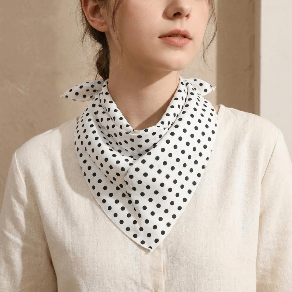 Polyester Polka Dots Triangle Scarf Thin Head Wraps Stacked Wear Foulard Hair Band Travel Matching