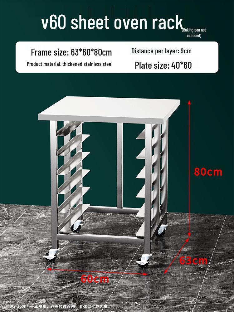 Stainless Steel Baking Tray Trolley: Multi-Tier Rack for Bread, Cake, and Oven Sheets.