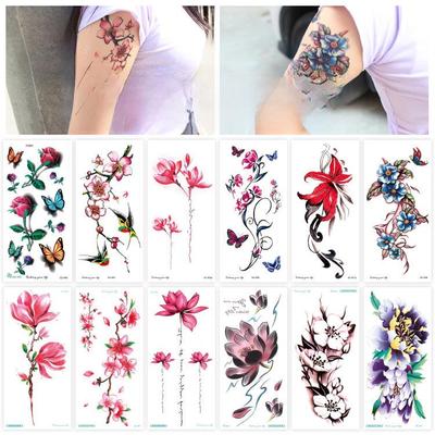 Ruicailong Waterproof 3D Floral Arm Tattoo Stickers for Women - Elegant and Sexy Design