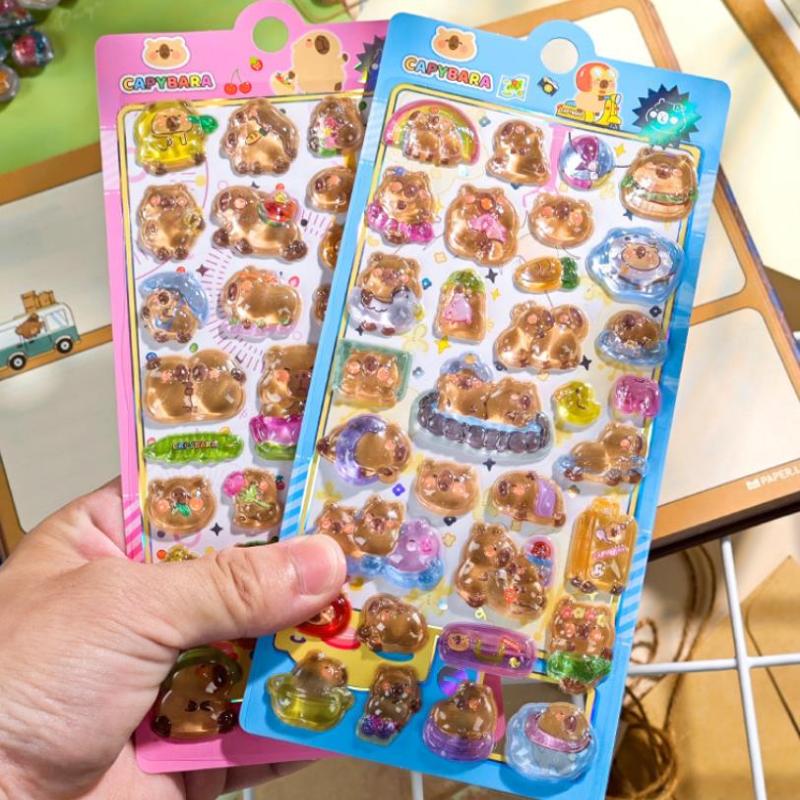 Cartoon Capybara 3D Relief  Stickers Diy Scrapbook Sticker Phone Case Decoration Gifts