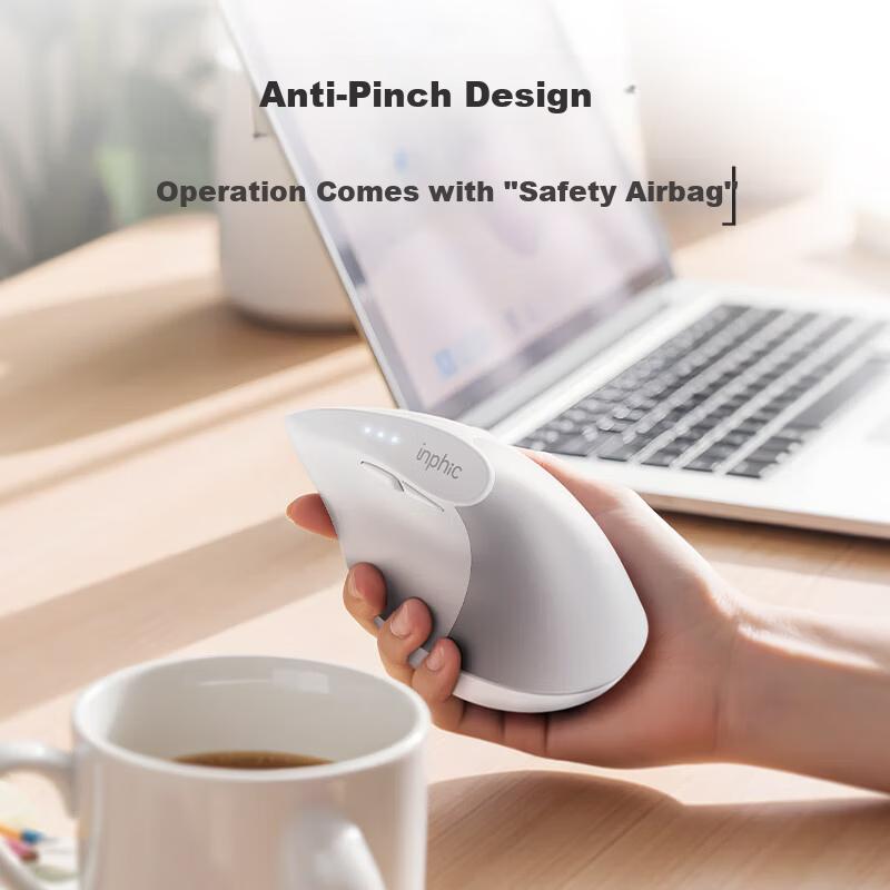 INPHIC X9PRO Wireless Ergonomic Vertical Mouse Office Silent Laptop Mouse 58° Support Anti-Pinch 4-Level DPI Gray