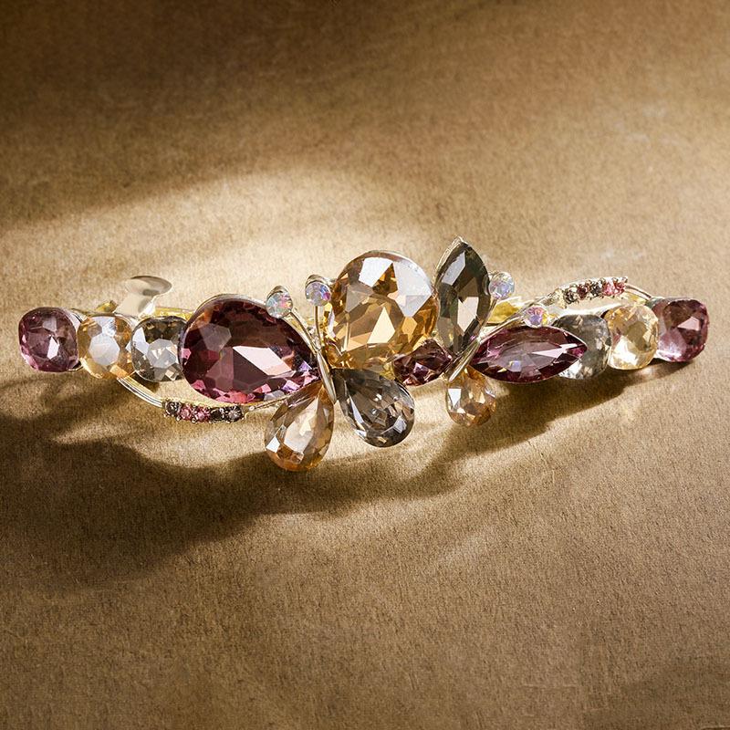 Crystal bow hairpin headpiece - Women s flower-shaped crystal hair clip with spring clip