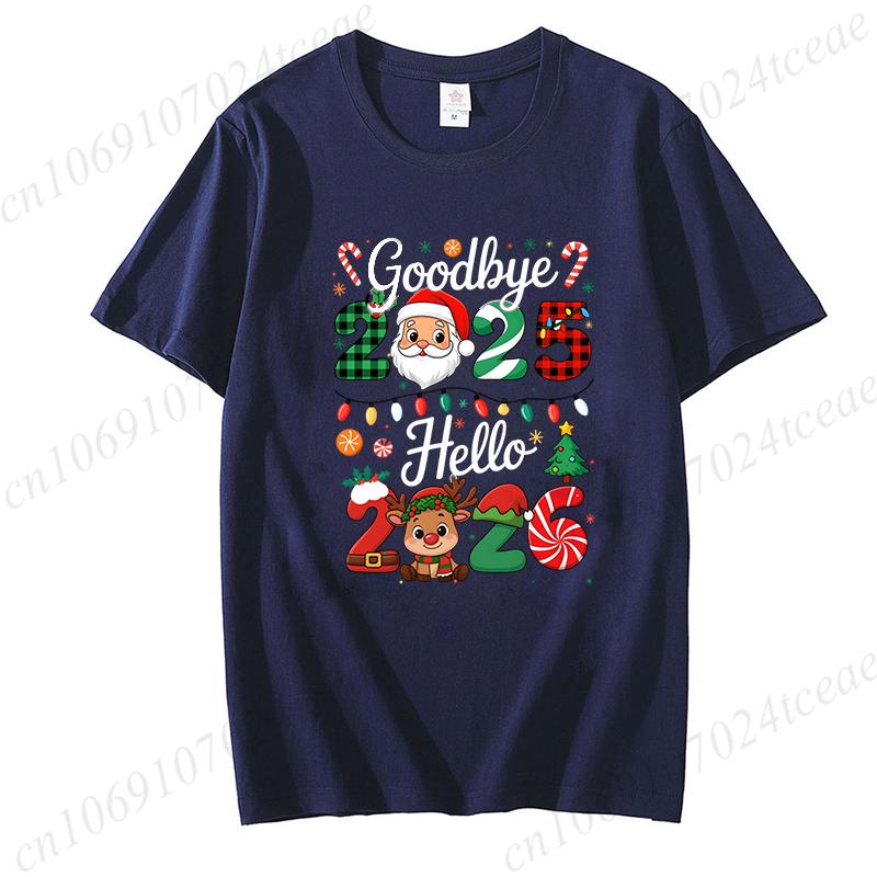 Goodbye 2025 Hello 2026 Tee Happy New Year 2026 Crew TShirts Christmas Matching Family tops New Year New Me TShirts Gift