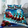 Cartoon Santa Claus Duvet Cover Elk Christmas Bedding Set With Zipper 1 Duvet Cover 2 Pillow Case Queen King Bedroom Decor