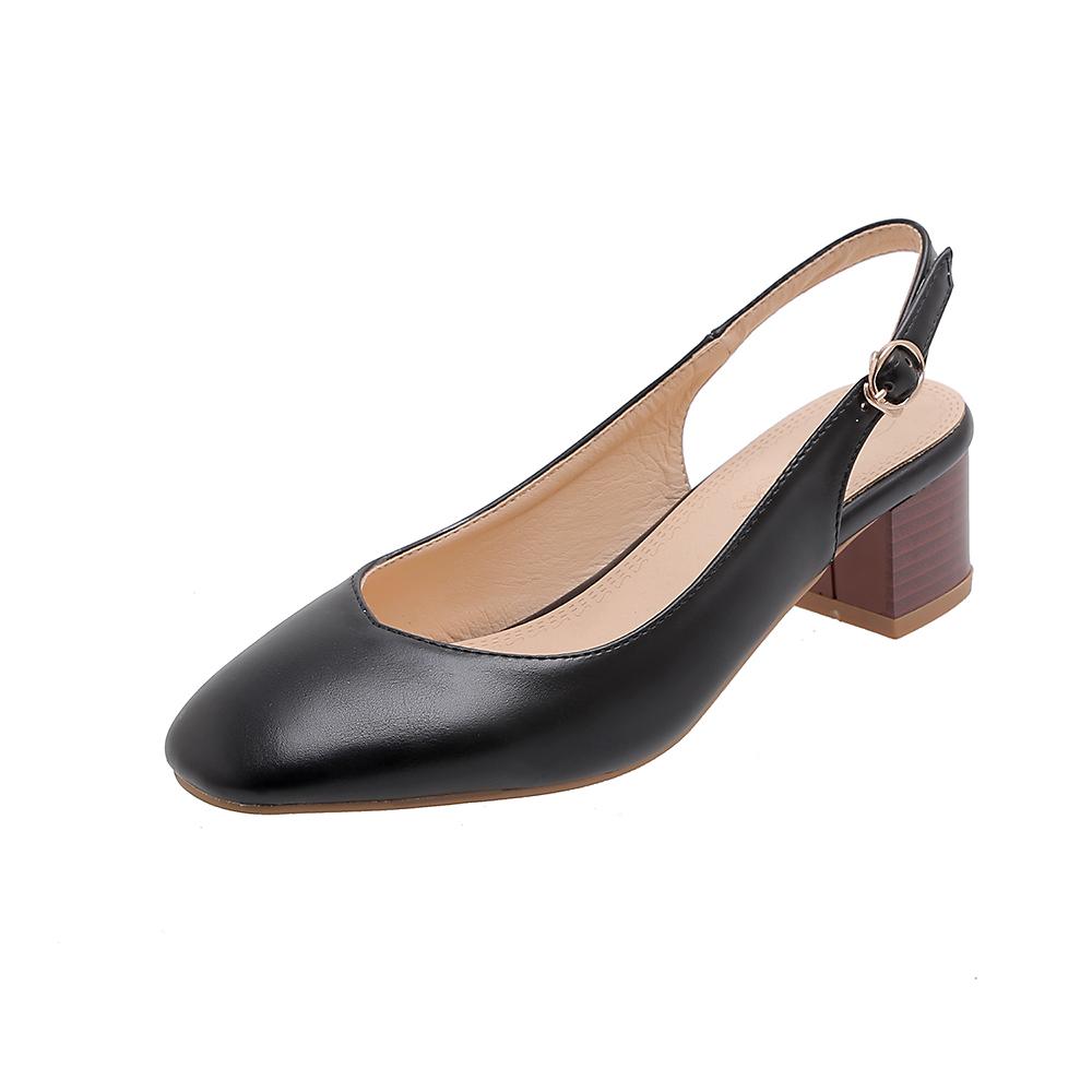 

Женские сандалии на низком каблуке весна и лето универсальные простые на толстом каблуке большого размера сандалии с закрытым носком 35 чёрный