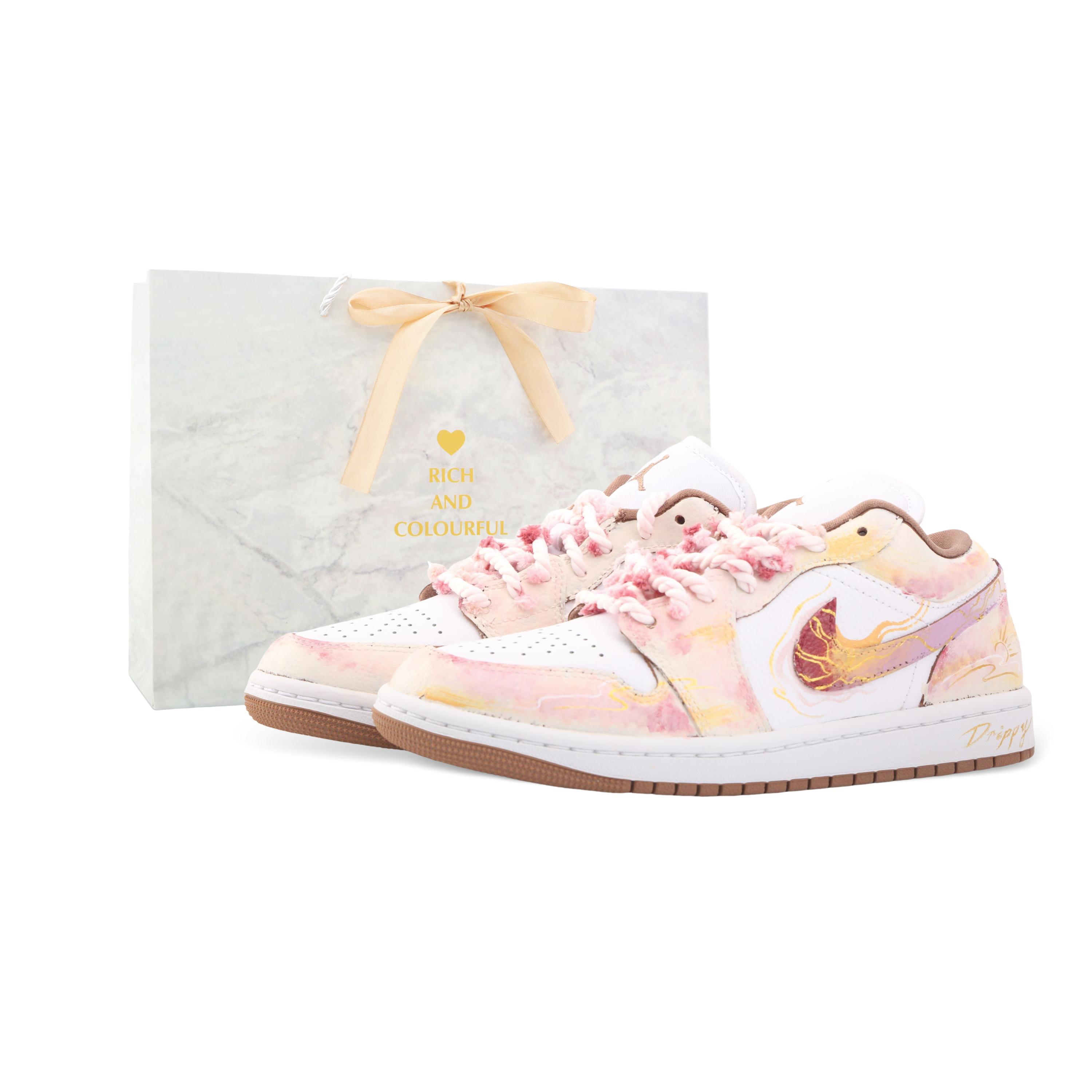 

Jordan Air Jordan 1 Drippy Peach Golden Sea Low top Vintage Basketball Shoes Unisex Gold Powder White DC0774-202(Team889-) 36.5