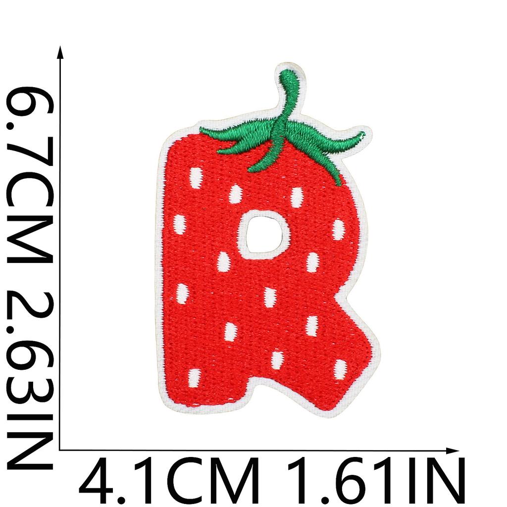 Strawberry English Letter Embroidery Cloth Sticker Bag Decoration 26 English Text Patch Stickers Heat Transfer Computer Embroidery Label