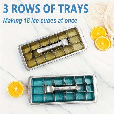 Easy Release Stainless Steel Ice Cube Tray with 18 Compartments Perfect for Various Ice Cubes Frozen Treats, Removable Slots for Easy Cleaning