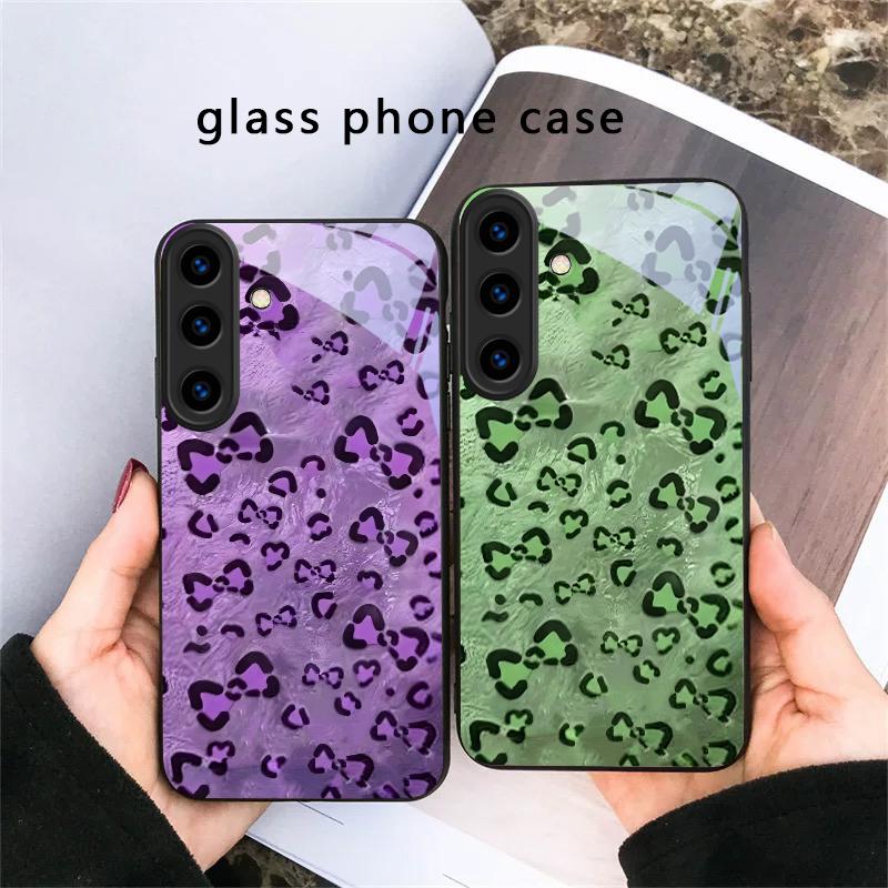 Abstract Leopard Print For Samsung Galaxy S20 S21 S22 S23 Plus S24 FE S25 Ultra S26 Edge S25+ S20+ S22+ Black Glass Phone Case