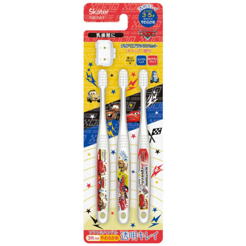 Skater Toothbrush, for Preschoolers, Ages 3-5, Soft Clear, 3-Piece Set, Cars Design, TBCR5T