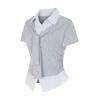 SELLY'S Shirt Tie Slim Blouse_I6B-Cbl018