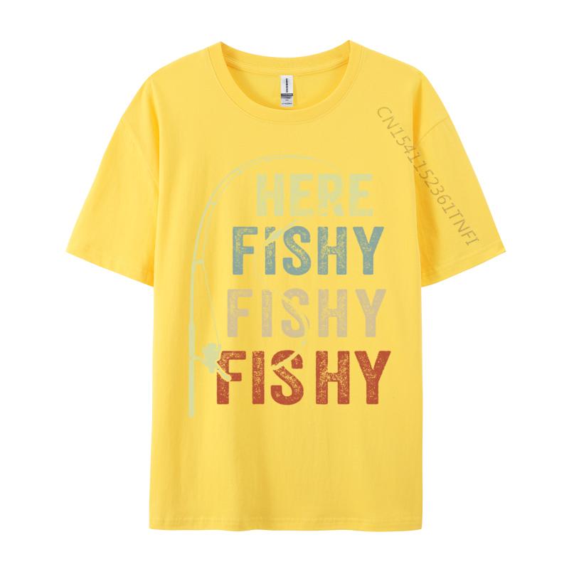 Fishing Here Fishy Funny Geek Normal Man T Shirt Discount Plain Cotton Tops Shirt Print Sweatshirts Wholesale