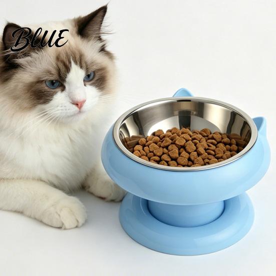Ergonomic Cat Feeding Station Elevated Pet Bowl Detachable Stainless Steel Inner Raised Water