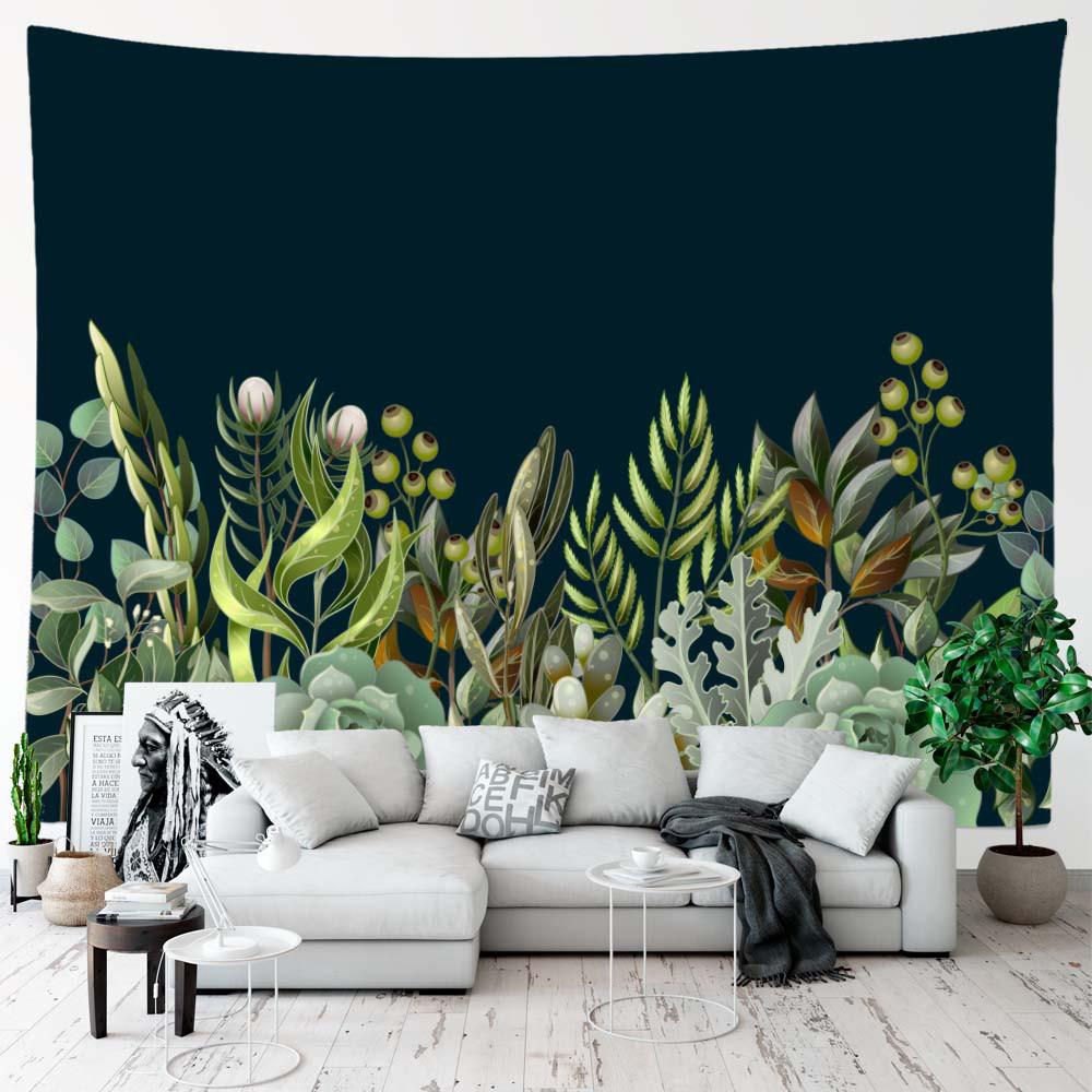 Tapiserie cu plante, agățat pe perete, pentru decorarea camerei, frunze tropicale, peisaj, flori, fundal, decor pentru dormitor