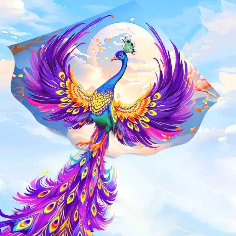 Colorful Phoenix Kite: Easy-to-Fly Outdoor Toy for All Ages 1.4m Blue Peacock Kite Only