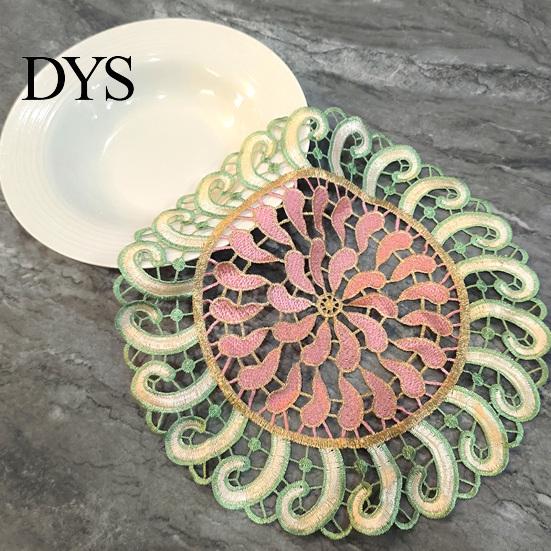 Durable Decorative Lace Doilies Round Colorful Doily, 11.42" Floral Placemat, Heat Retro Style Table Mat Resistant Mat, for Teapot, Coffee Cup