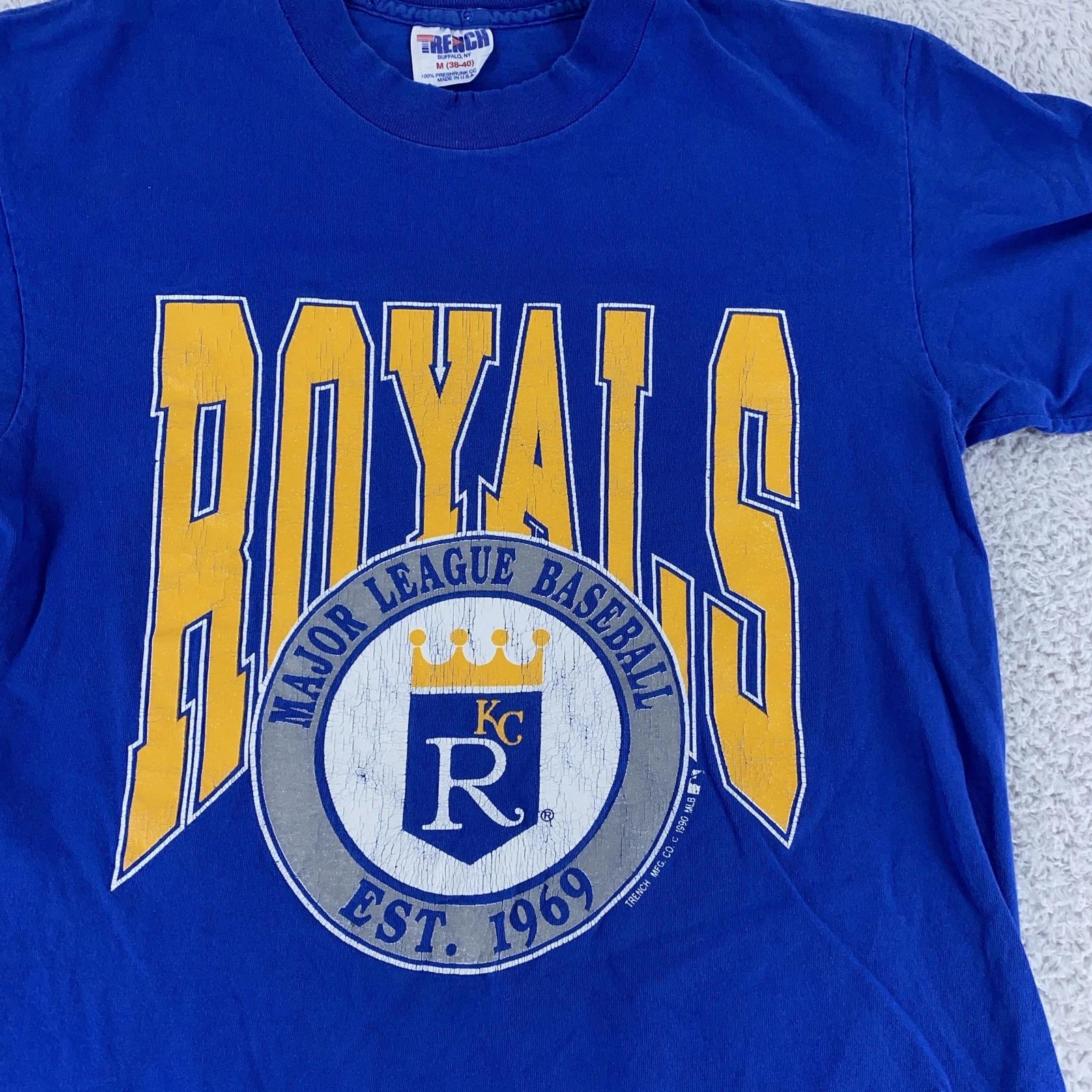 

Винтажная футболка Kansas City Royals 90-х Мужская Маленькая Синяя MLB Бейсбол Тренч Футболка L