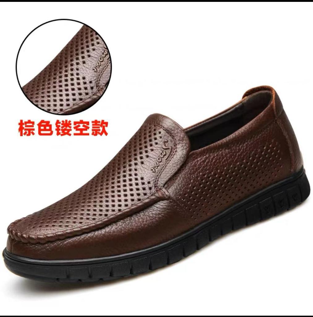 Douyin Premium Men's Shoes 2025 New First-layer Cowhide Men's Versatile Breathable Casual Leather Shoes Driving Shoes 8823