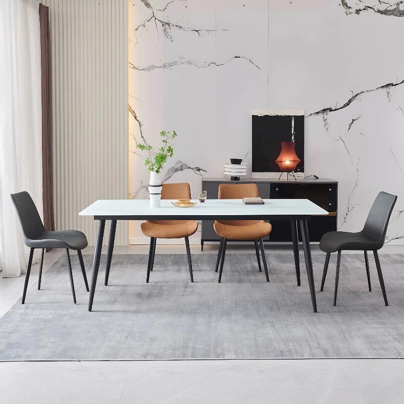 Modern Minimalist Italian Metal Dining Chair with Backrest - Light Luxury Style for Living Room and Home