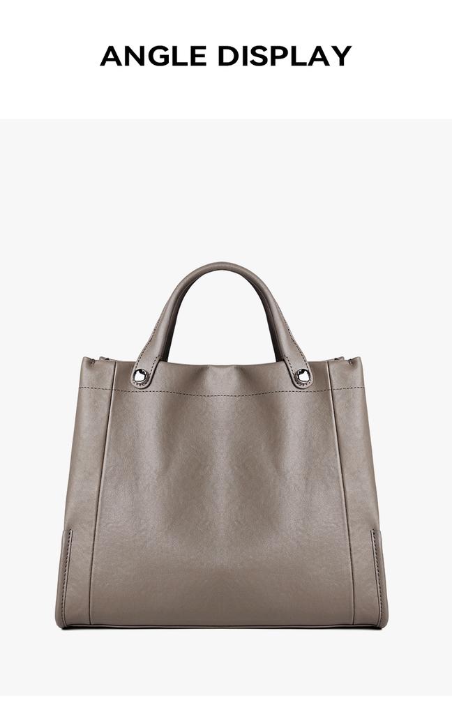 2026 Spring Women's Vintage Simple Genuine Cowhide Leather Tote Bag Ladies Luxury Designer Large Capacity Shoulder Crossbody Bag