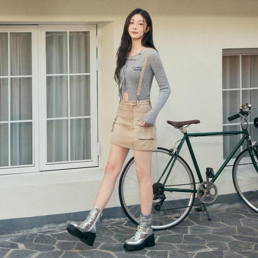 EGOIST Intarsia Ribbon Tie Knit Cardigan  Es2kg361 