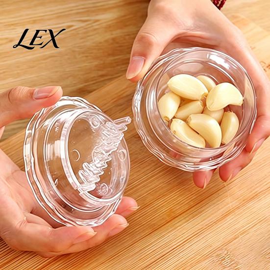 Hand Operated Garlic Press Mincer Tool, Multi-Purpose Manual Rotating Press, Bite-Teeth Crushing Clear Structure Masher, Transparent Easy To