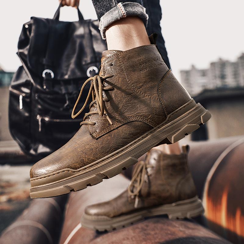 New Men Boots Comfortable Spring Autumn Warm Waterproof Fashion Ankle Boots Casual Men Leather Working Boots Men