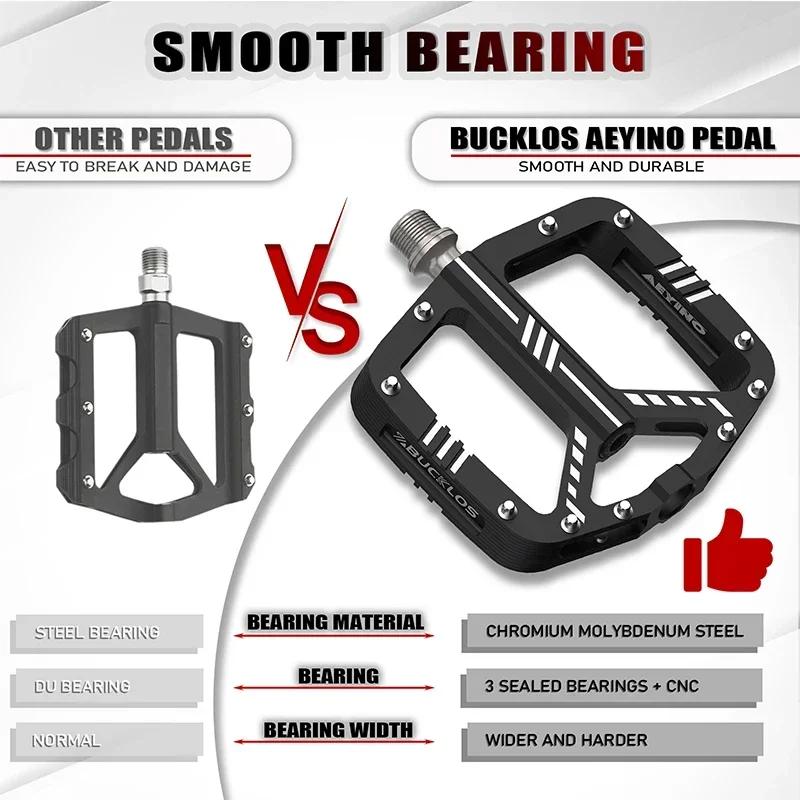 BUCKLOS 3 Bearing Bicycle Pedal CNC Aluminum Alloy Mountain Bike Pedals Non-slip Road Bike Pedal Ultralight MTB Pedals