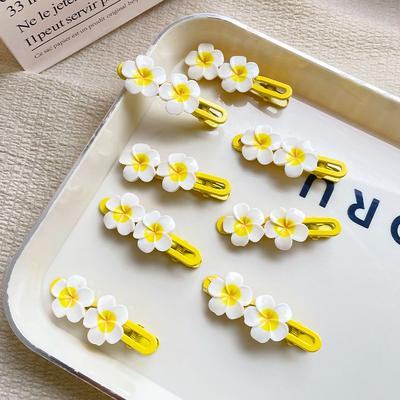 Yellow Plumeria Bangs Hair Clip Cute Broken Hair BB Clip Hair Accessory Girly Fresh Flower Duckbill Clip Hairpin