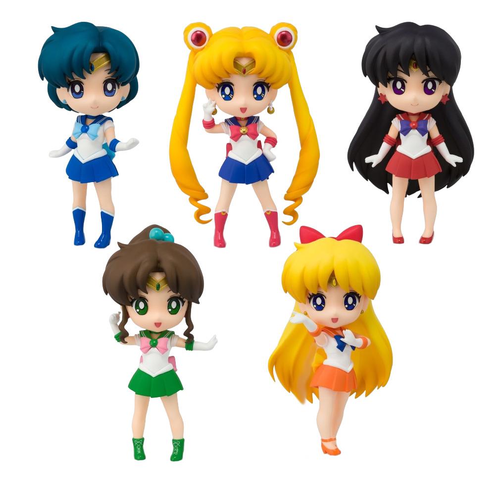 5PCS Anime Sailor Moon Figure Cartoon Figuarts mini Mercury Mars Jupiter Venus Playthings For Girls Model Present Dolls Static Doll