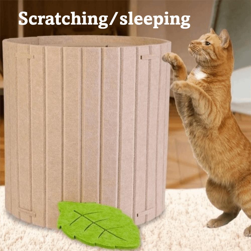 Fun Felt Cave Cat House Tree Hole Semi-enclosed Cat Scratching Post Wear-resistant Foldable Cat Bed For Cat Scratching/sleeping