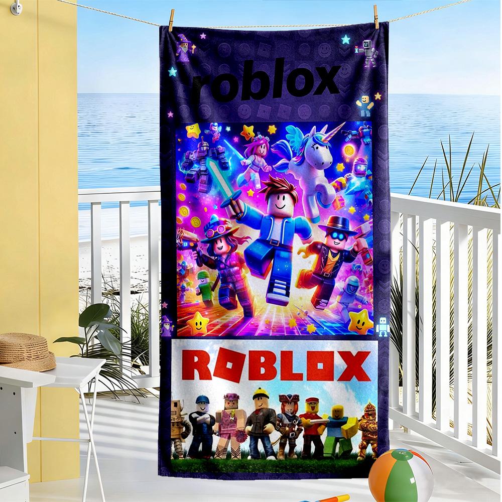 Ręcznik plażowy Roblox Super miękki z mikrofibry Szybkoschnący Materiał Wygodny Lekki Idealny do podróżowania Jogi Kempingu i Pływania
