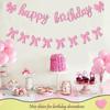 Happy Birthday Bow Banner-Glitter Pink Birthday Banner for Women Coquette Decorations for Coquette Party Bow Party Decorations Pink Supplies.