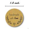 500pcs Round Kraft Paper Stickers Labels - Black Heart