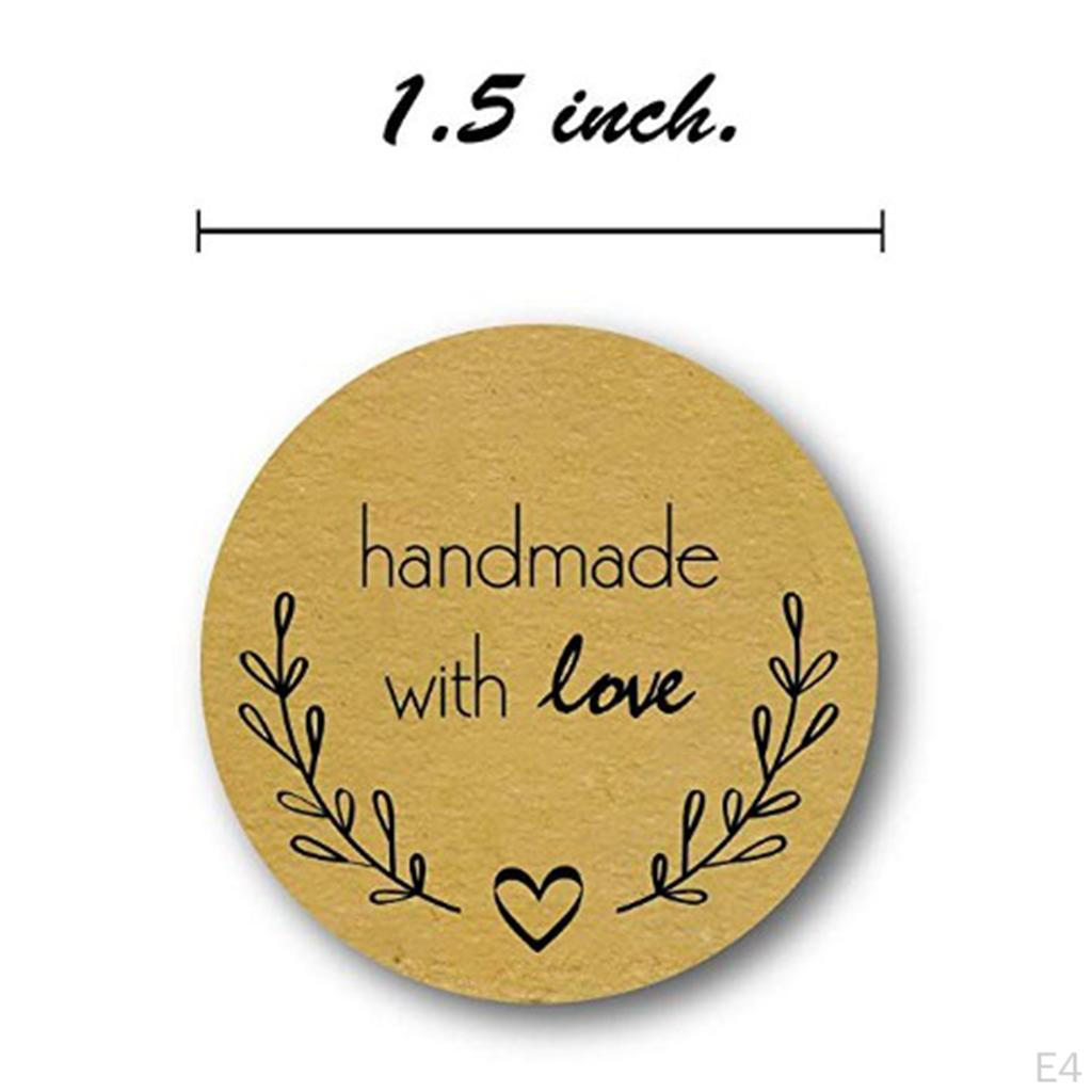 500pcs Round Kraft Paper Stickers Labels - Black Heart