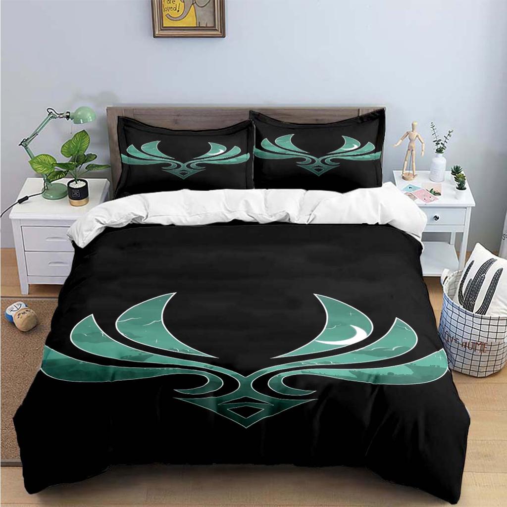 Bettdecke Mode Beliebtes Spiel G-Genshin Elements Druck Bettwäsche Zubehör Set Bett Bettdecke Set Bettwäsche Set Luxus Geschenk