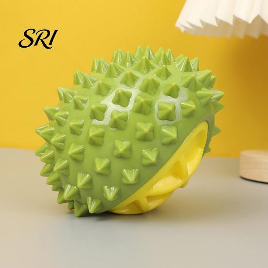 Dog Teething Toy Squeaky Durian Spiky Chew Teeth Non-toxic Cleaning for Aggressive Chewers Outdoor Training Fetch Game Long-lasting