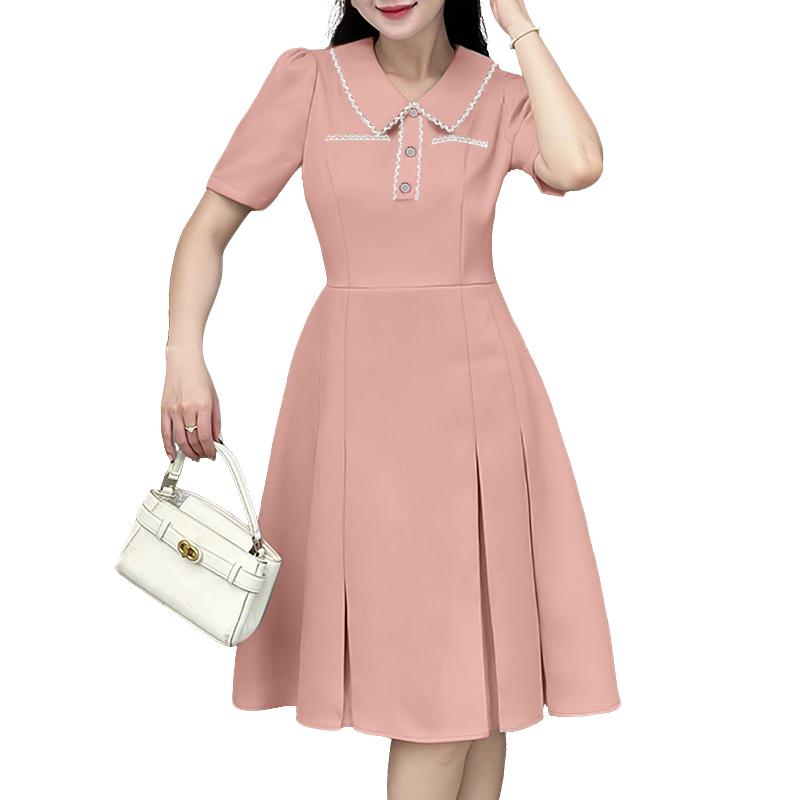 

ZANZEA Women Casual Doll Collar Summer Short Sleeve Dress 5XL рожевий