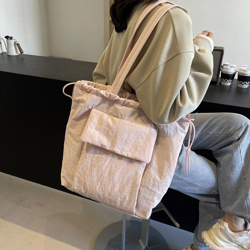 Unique Single Shoulder Cord Bag for Ladies  High Capacity  Leisure Time  3D Pocket  Versatile Bag  Simple  Solid Color  New