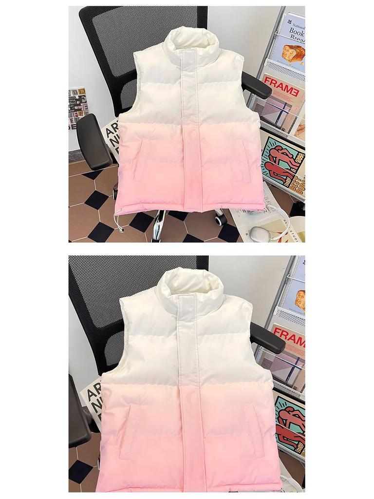Unisex Gradient Stand Collar Winter Vest - Fashionable, Casual, and Versatile Outerwear
