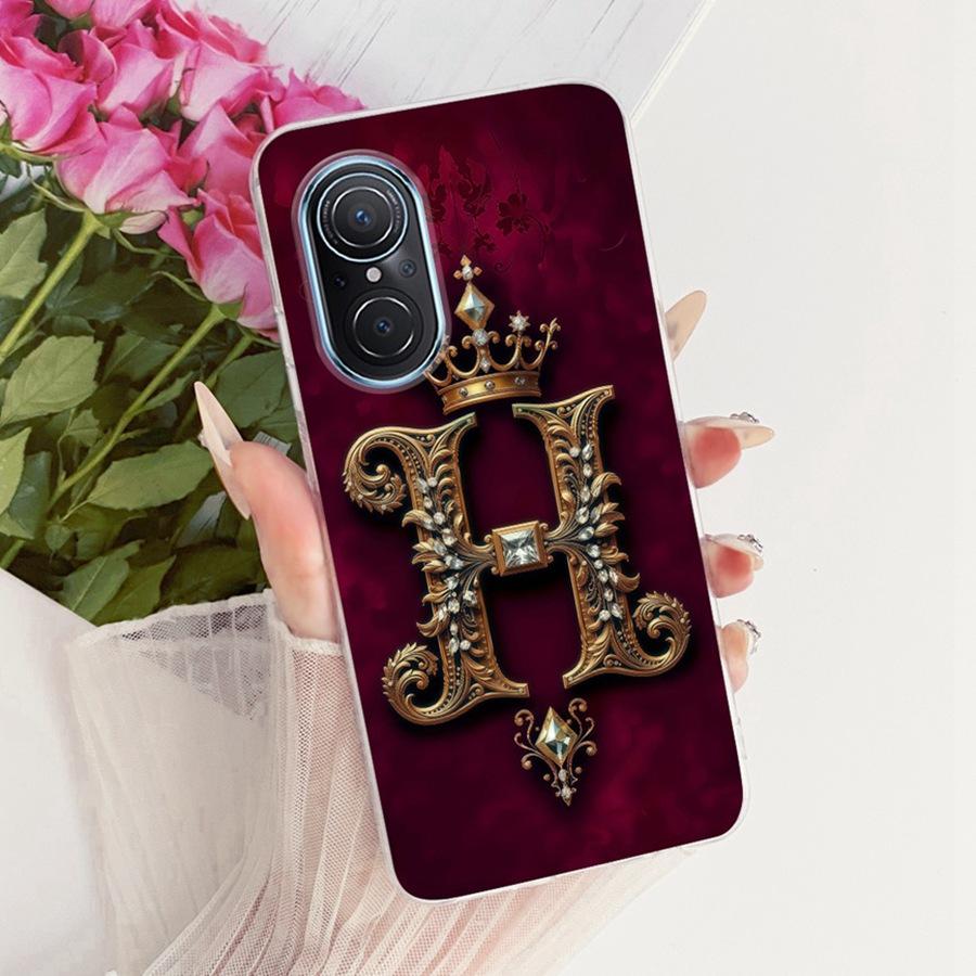 For Huawei Nova 9 Case Nova 9 Pro Initial Letter Printing Soft Silicone TPU Phone Fundas for Huawei Nova 9 SE Nova9 Back Cover