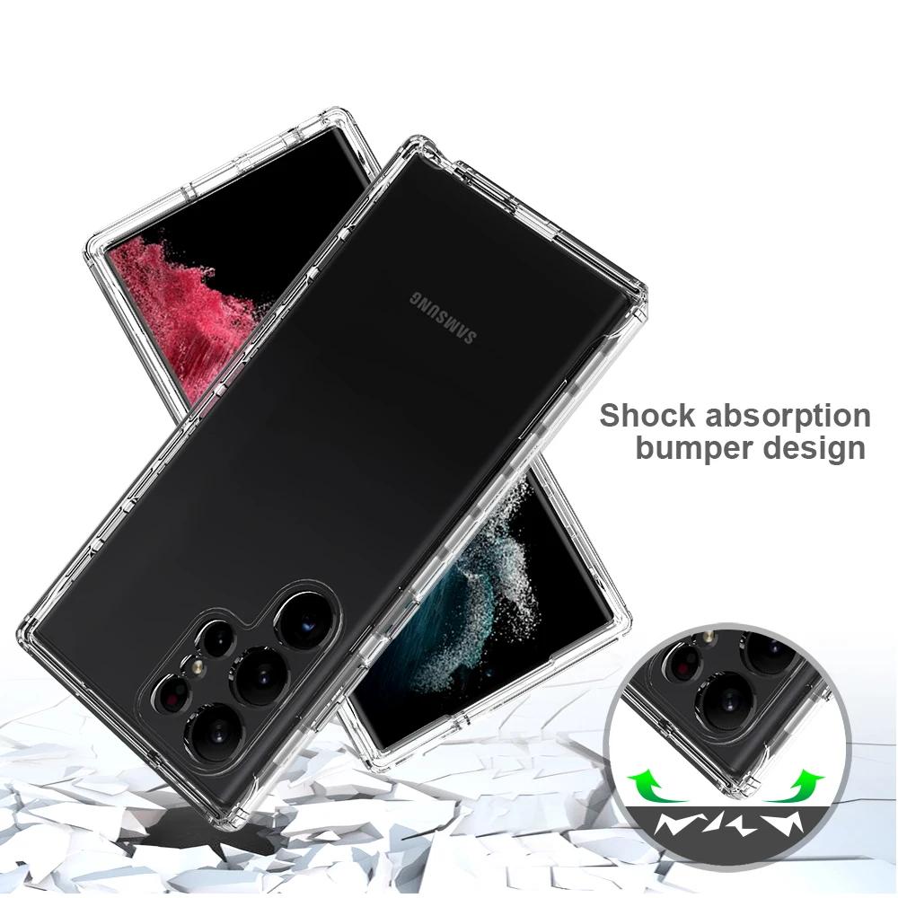 PET Front Screen Protector Phone Case For Samsung Galaxy S23 S24 S25 Ultra S22Plus Hard Plastic Frame Transparent TPU Back Cover