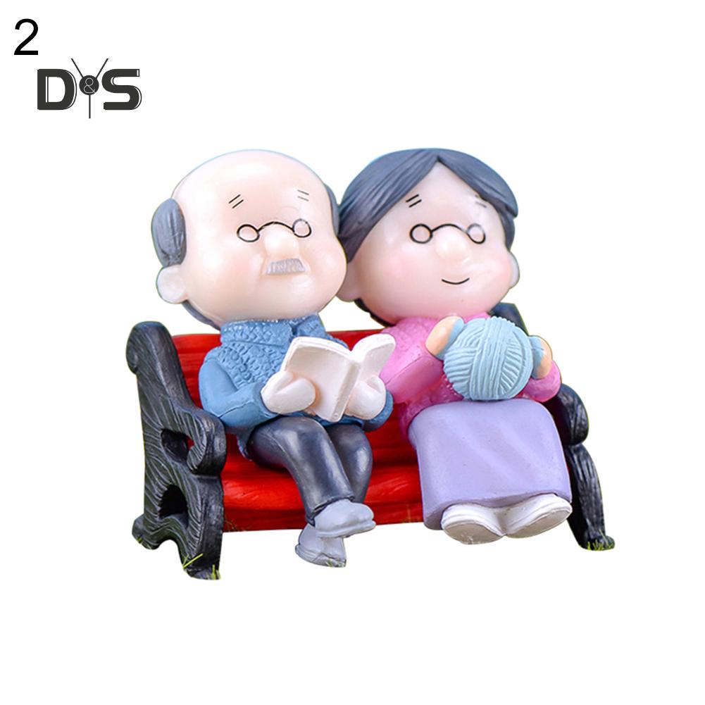 Decorations Home Mini Park Bench Grandpa Grandma Model Miniature Landscape Garden Decor Ornament